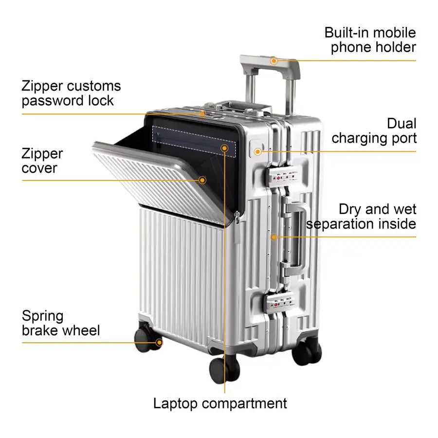 CarryOn Luggage, Aviation Certified, Polycarbonate Aluminum Hardshell, Expandable  with Spinner Wheels,