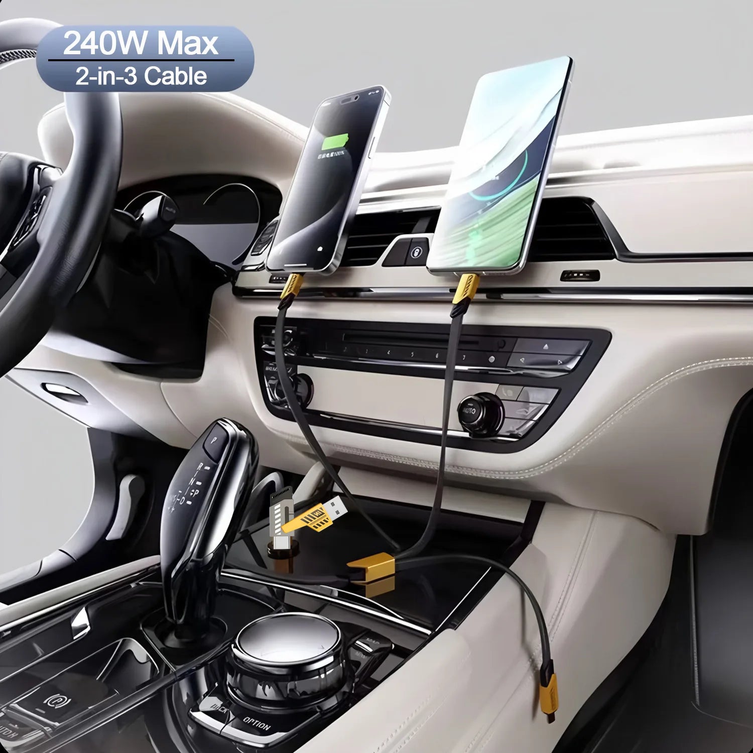 Fast Charger for iPhone/Computer/Samsung 2-in-3 Cable