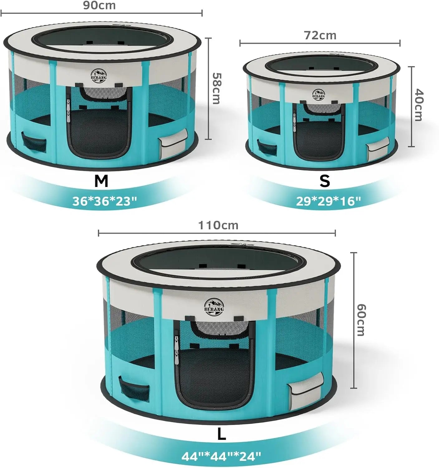 Large Foldable Pet Playpen Indoor Outdoor Exercise Pen with Carrying Case