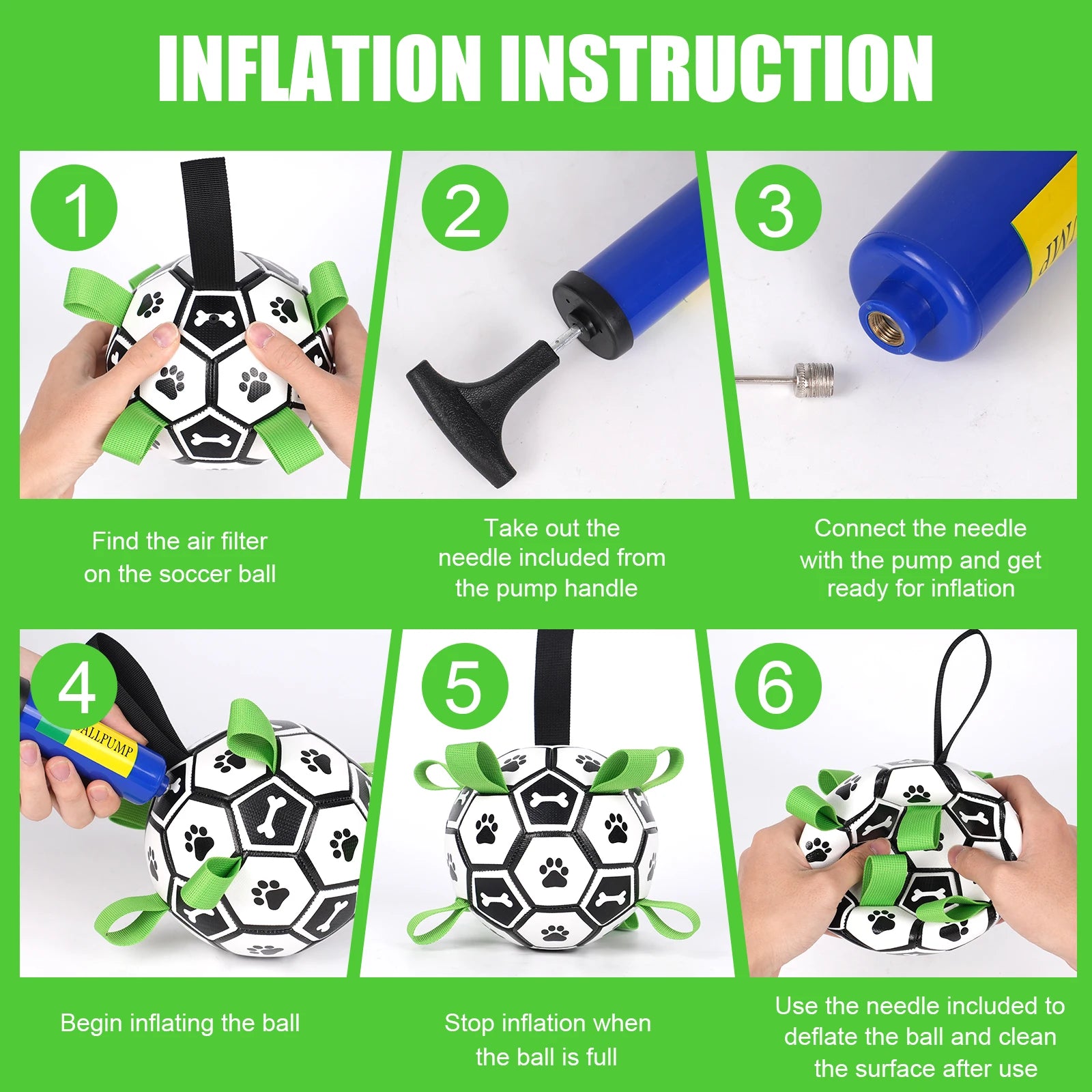 Dog Toy Soccer Ball with Straps