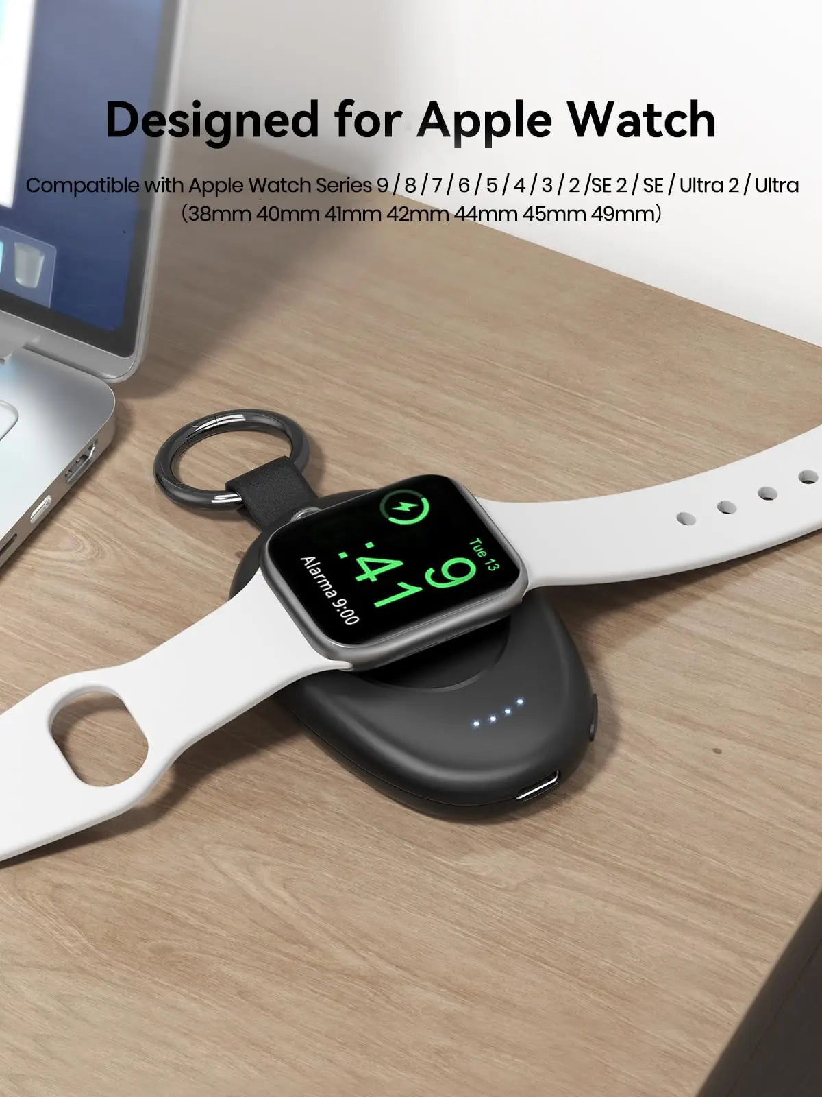 Portable Power Bank Charger for Apple Watch Keychain.
