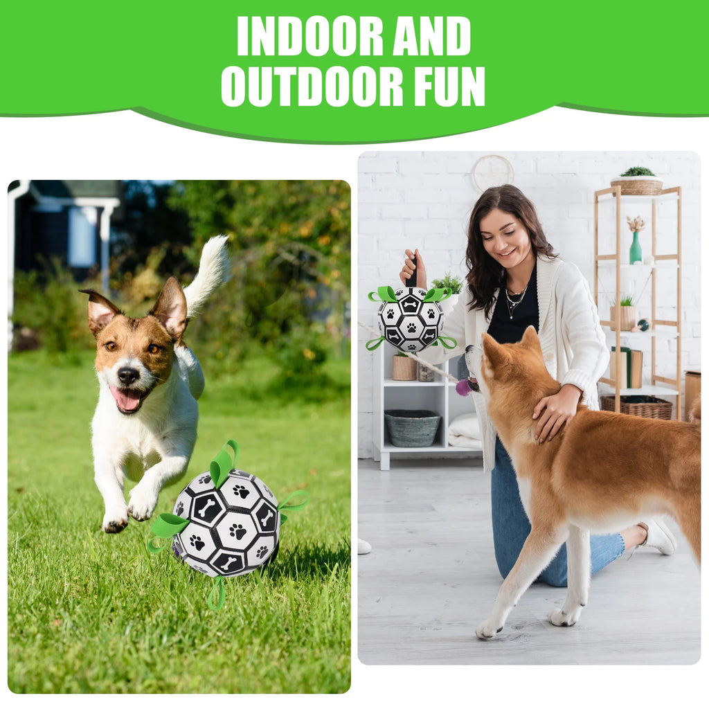 Dog Toy Soccer Ball with Straps