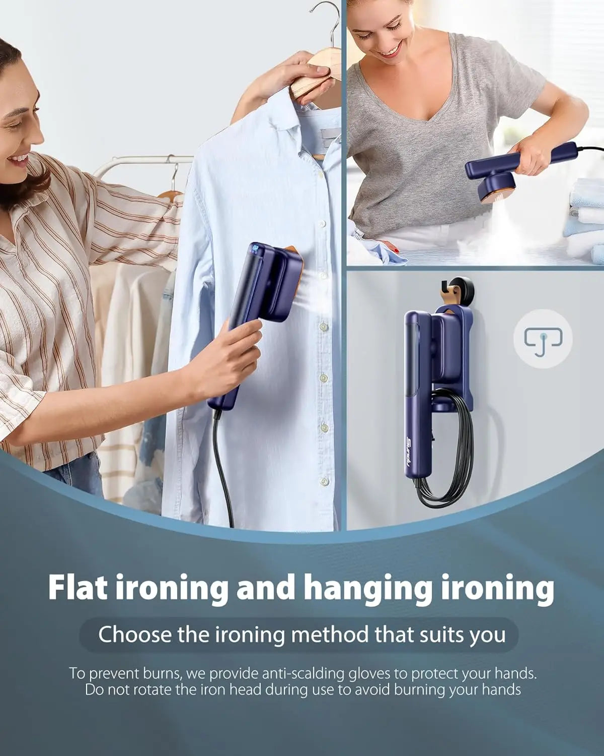 Steamer Iron for Clothes, Portable 2 In 1 Travel Handheld Garment Steamer,20 Minutes of Continuous Steam,100ml Water Tank