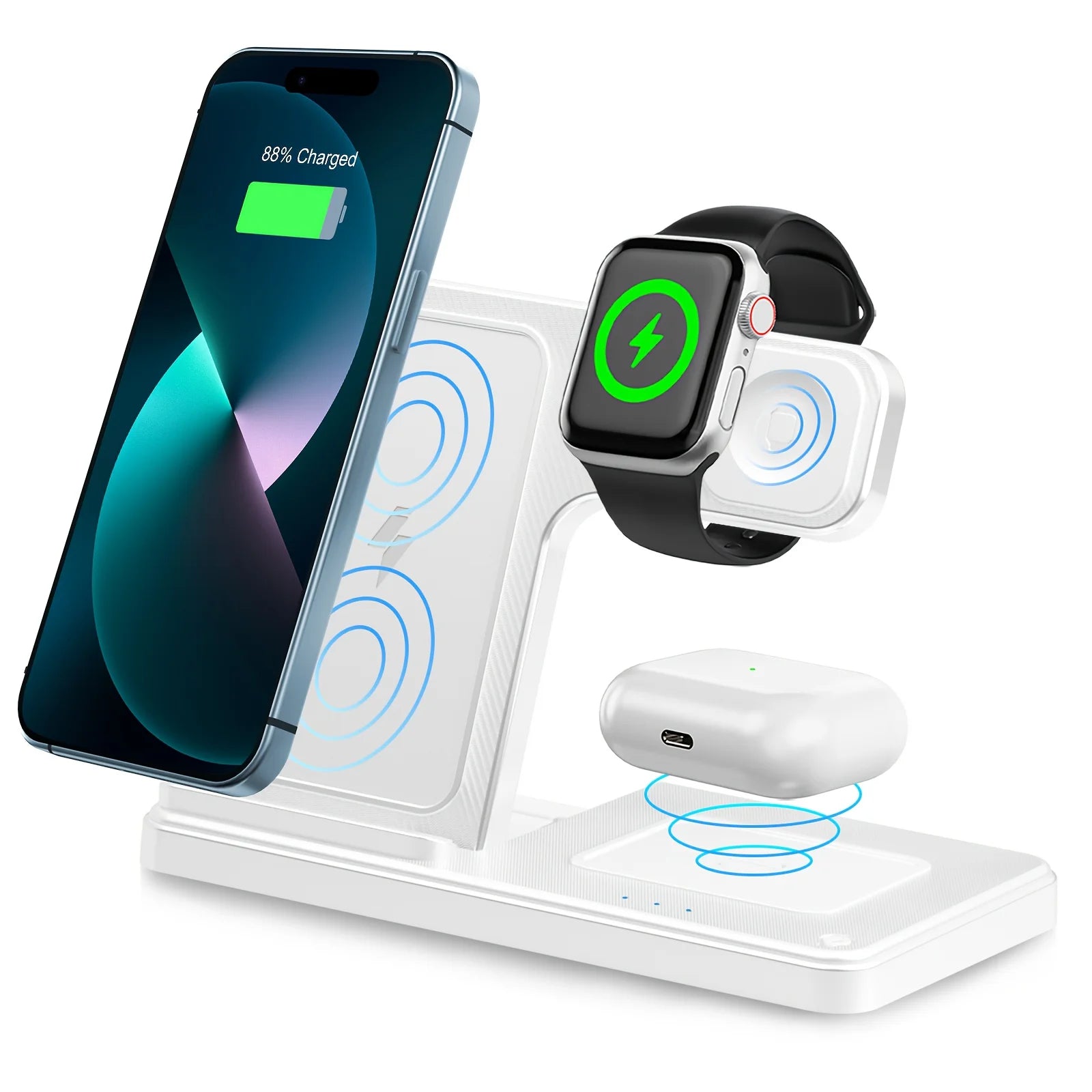 3 In 1 Fast Charging Dock Station  for iPhone, Apple Watch,  Airpods.