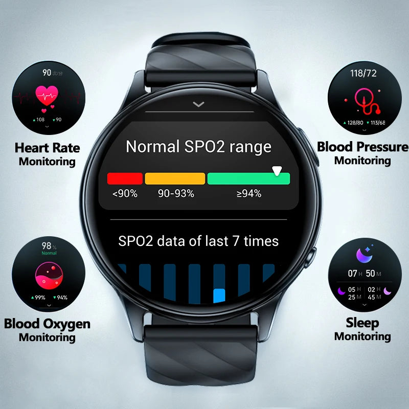 Smartwatch liveness detection IP68 Waterproof Bluetooth Call 100+ Sport modes Health Sleep minitor