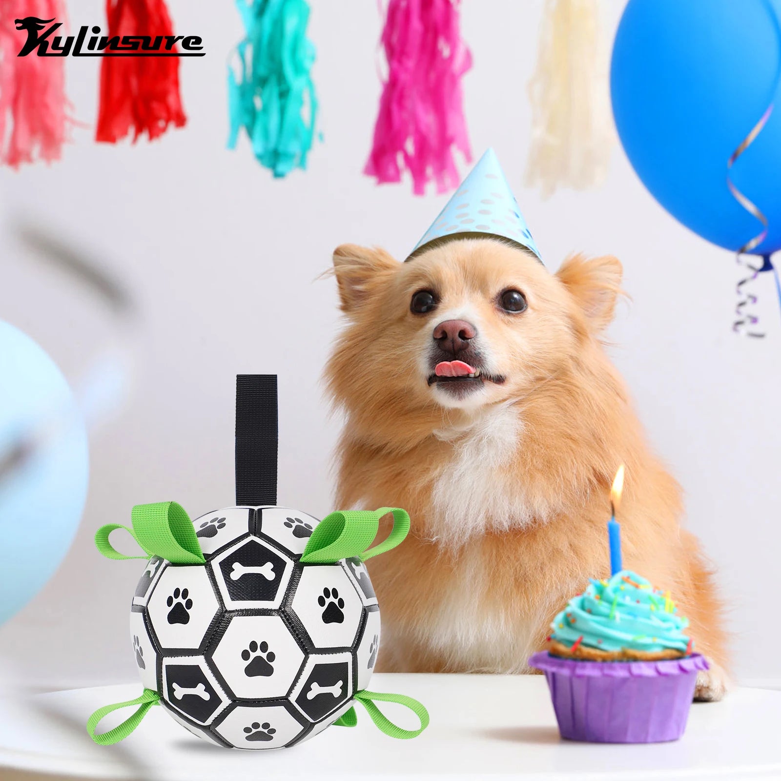 Dog Toy Soccer Ball with Straps