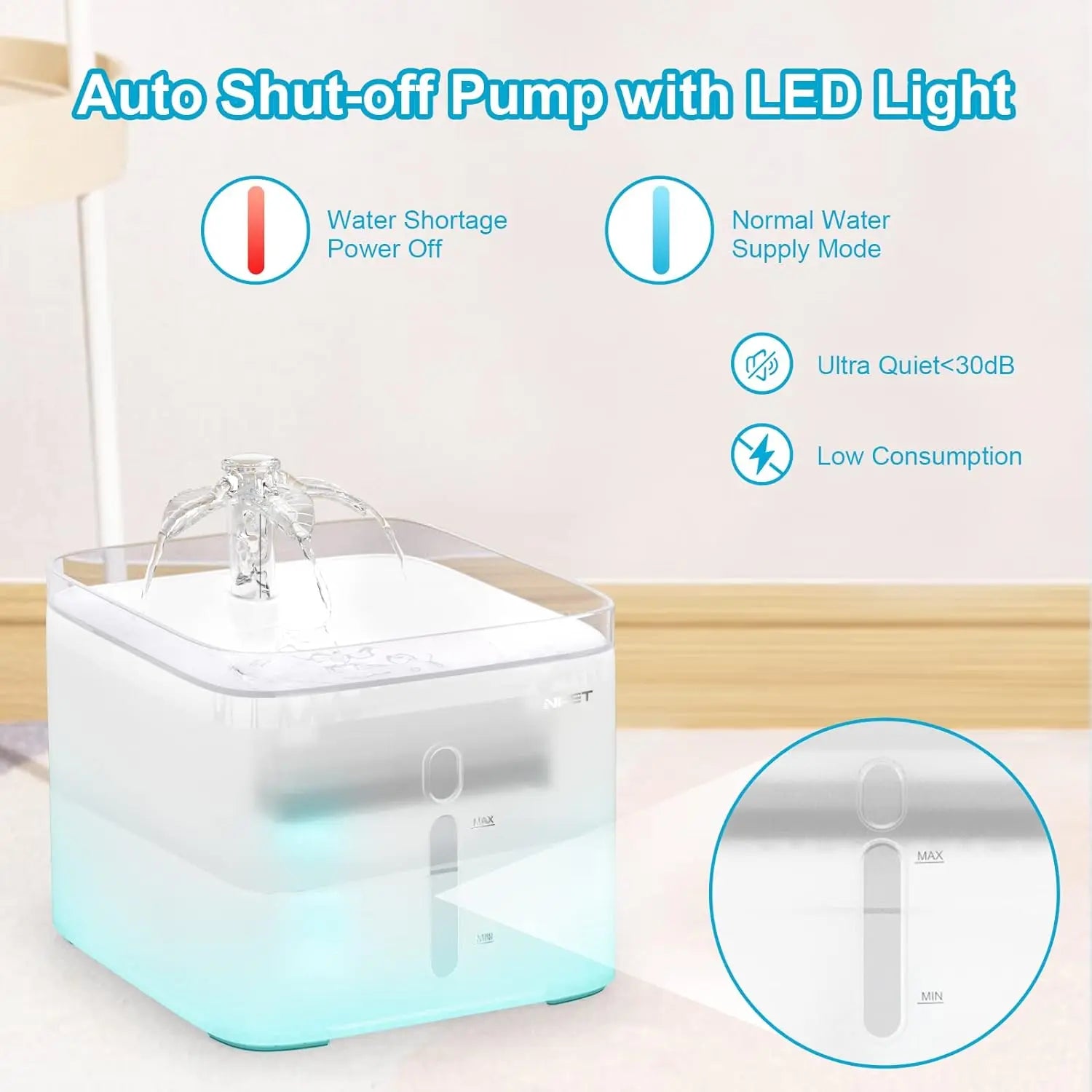 Cat Water Fountain, 3L Automatic Pet Drinking Fountain  with Quadruple-Action Filter