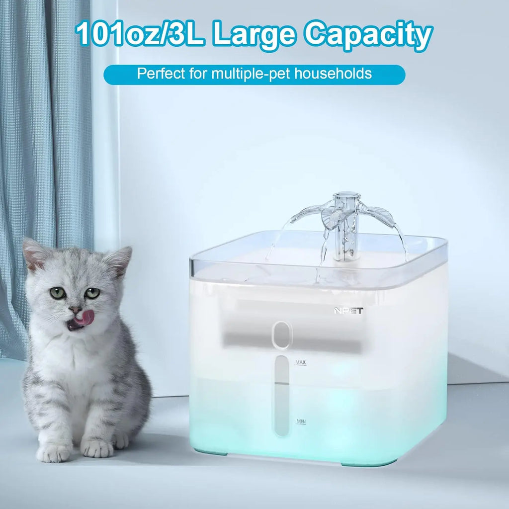 Cat Water Fountain, 3L Automatic Pet Drinking Fountain  with Quadruple-Action Filter