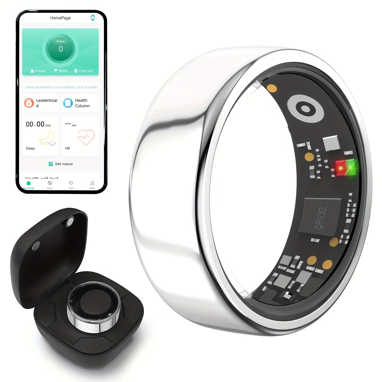 Smart Ring with Charging Case, for Men and Woman, Waterproof,  for Android / IOS.