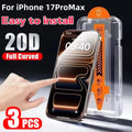 3Pcs Oleophobic Coating Dust Free Easy Installation Screen Protector for IPhone 17 16 15 14 13 Pro Max Plus Air 16E HD Glass