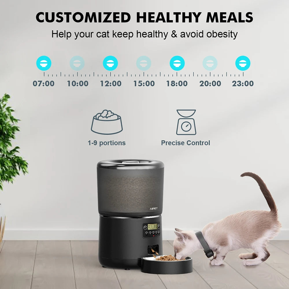 Automatic Smart Pet Feeder for cats dogs.  Customize healthy dry food.