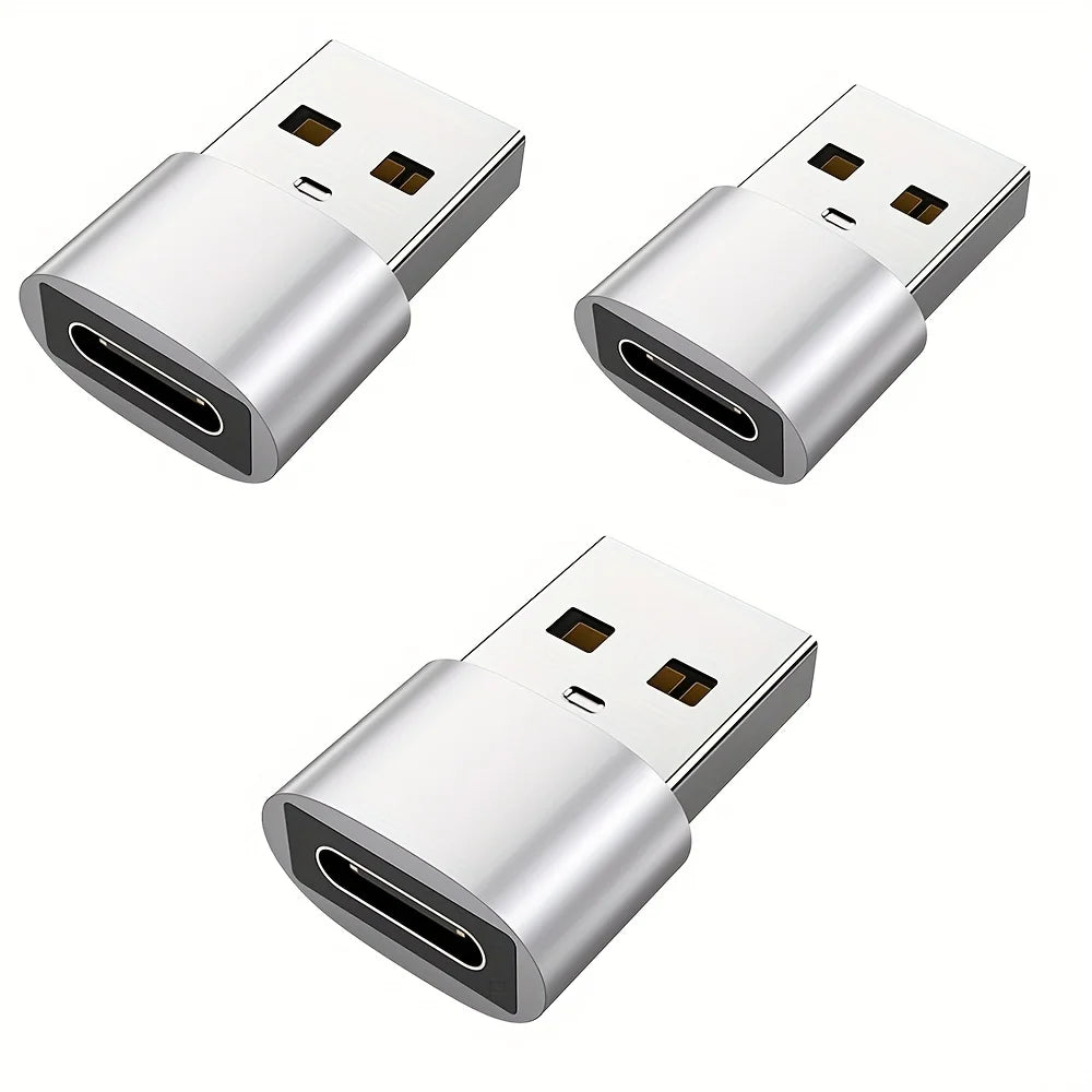 3-Pack USB to USB C Adapter, USB C Female to USB Male Super Fast Charging