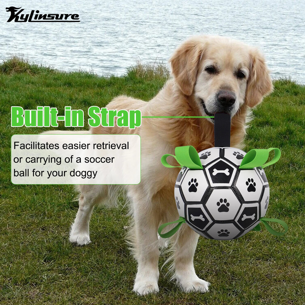 Dog Toy Soccer Ball with Straps
