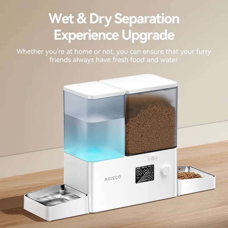 2 In1 Automatic Pet Feeder & Gravity Water Fountain 8.5L Button Version Auto Cat Kibble Dispenser with Water Refill Drinker