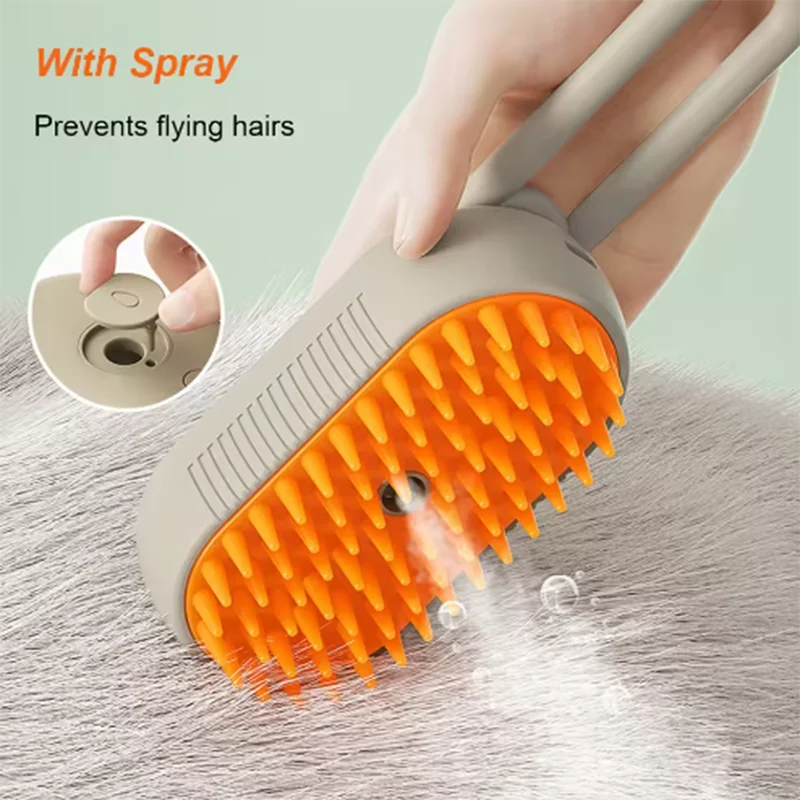 Pet Spray Steam Brush, Folding Rotatable,  Hair Removal Brush Comb