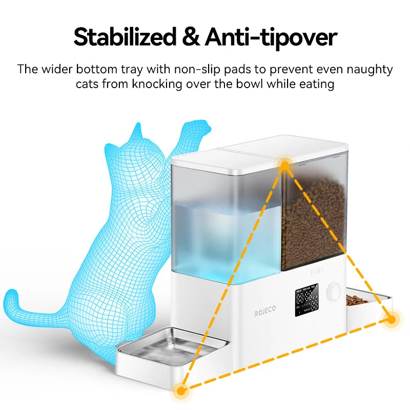 2 In1 Automatic Pet Feeder & Gravity Water Fountain 8.5L Button Version Auto Cat Kibble Dispenser with Water Refill Drinker