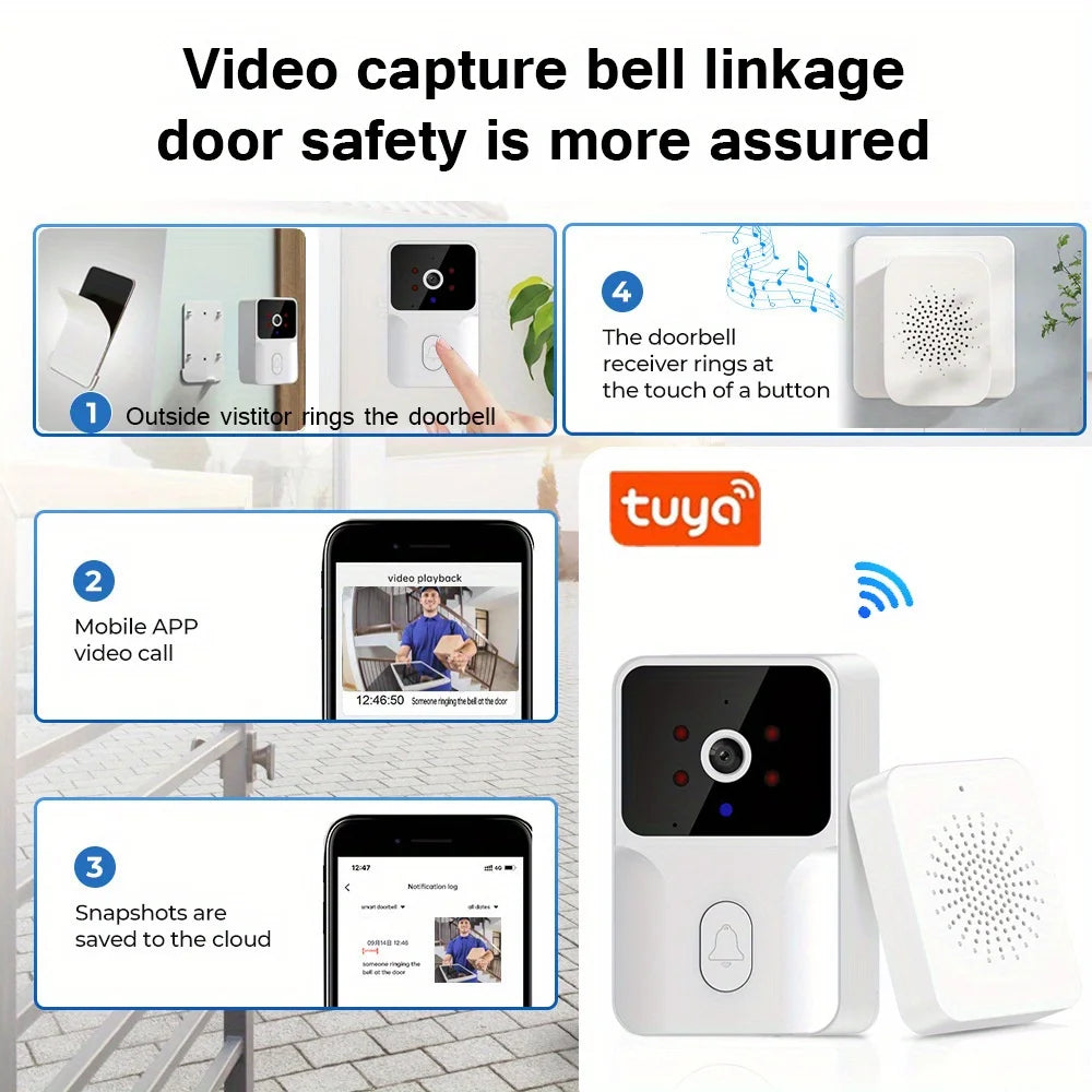 Smart Video Doorbell Camera, Night Vision, Voice Change, 2-Way Audio.