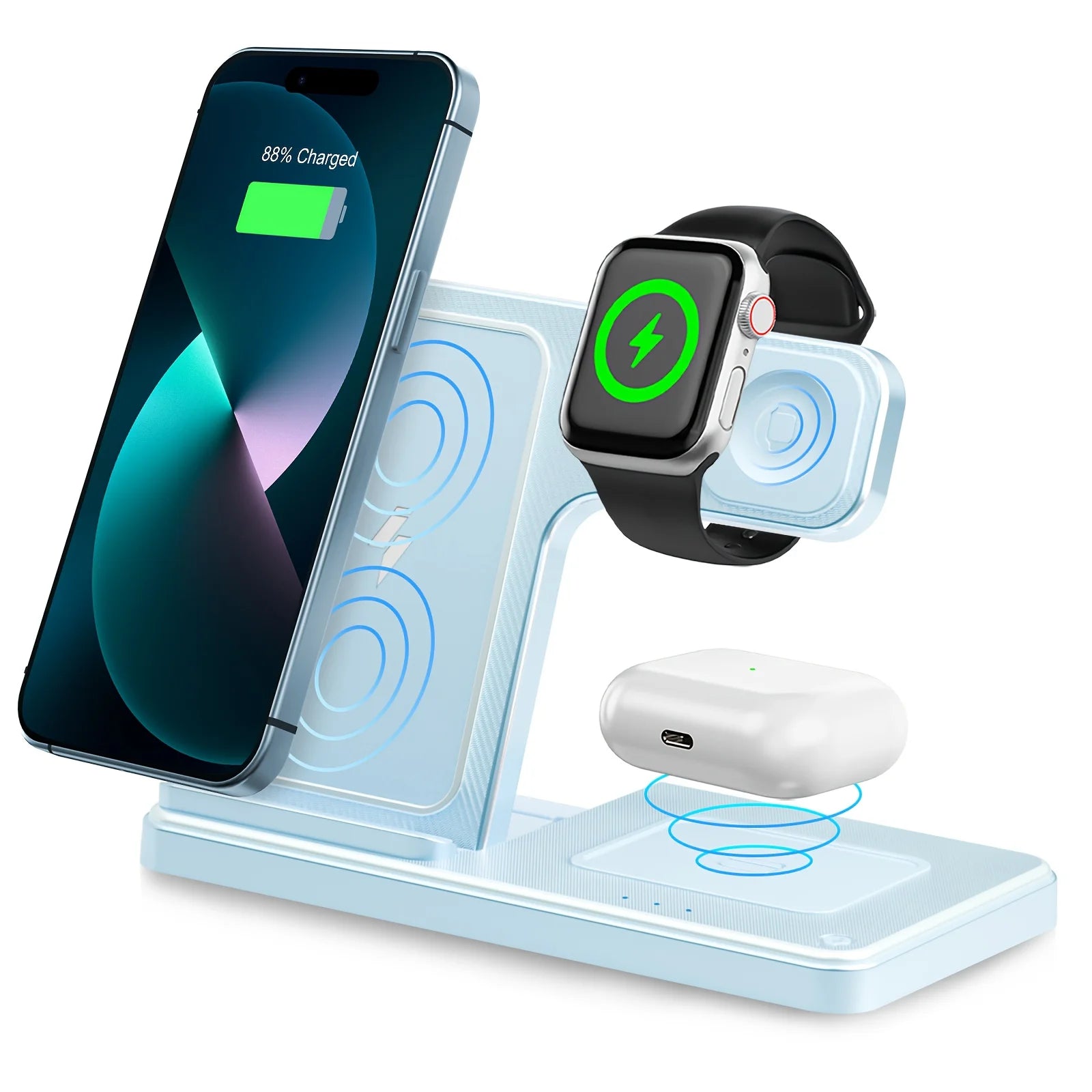 3 In 1 Fast Charging Dock Station  for iPhone, Apple Watch,  Airpods.
