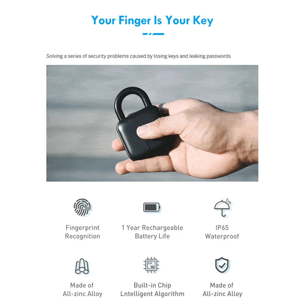 Smart Biometric Fingerprint  Keyless Padlock