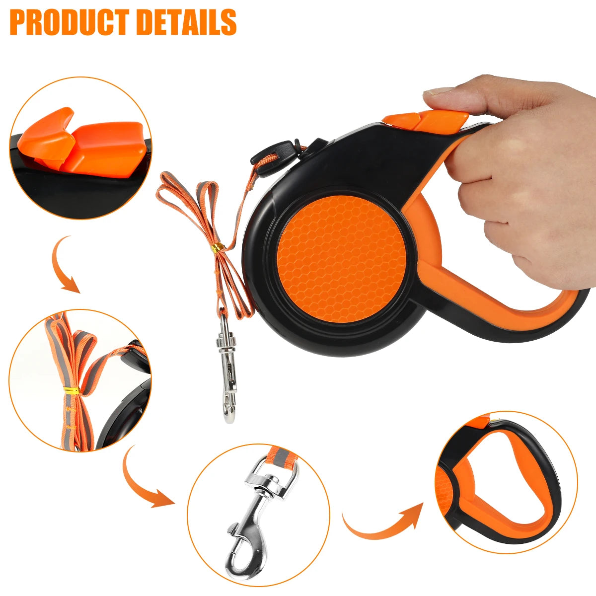 8M Retractable Heavy Duty Dog Leash, with Strong Reflective Tape,  Non-Slip Handle for Small Medium Large Dogs