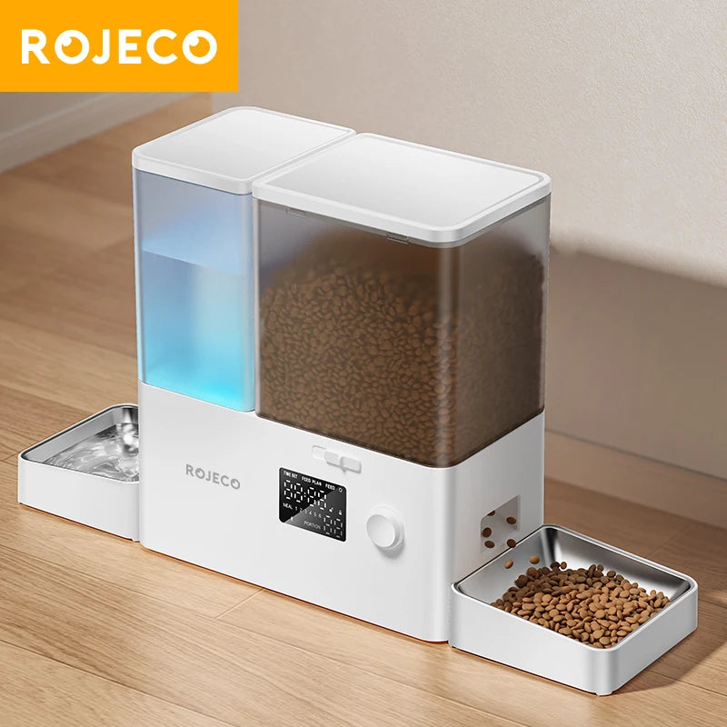 2 In1 Automatic Pet Feeder & Gravity Water Fountain 8.5L Button Version Auto Cat Kibble Dispenser with Water Refill Drinker