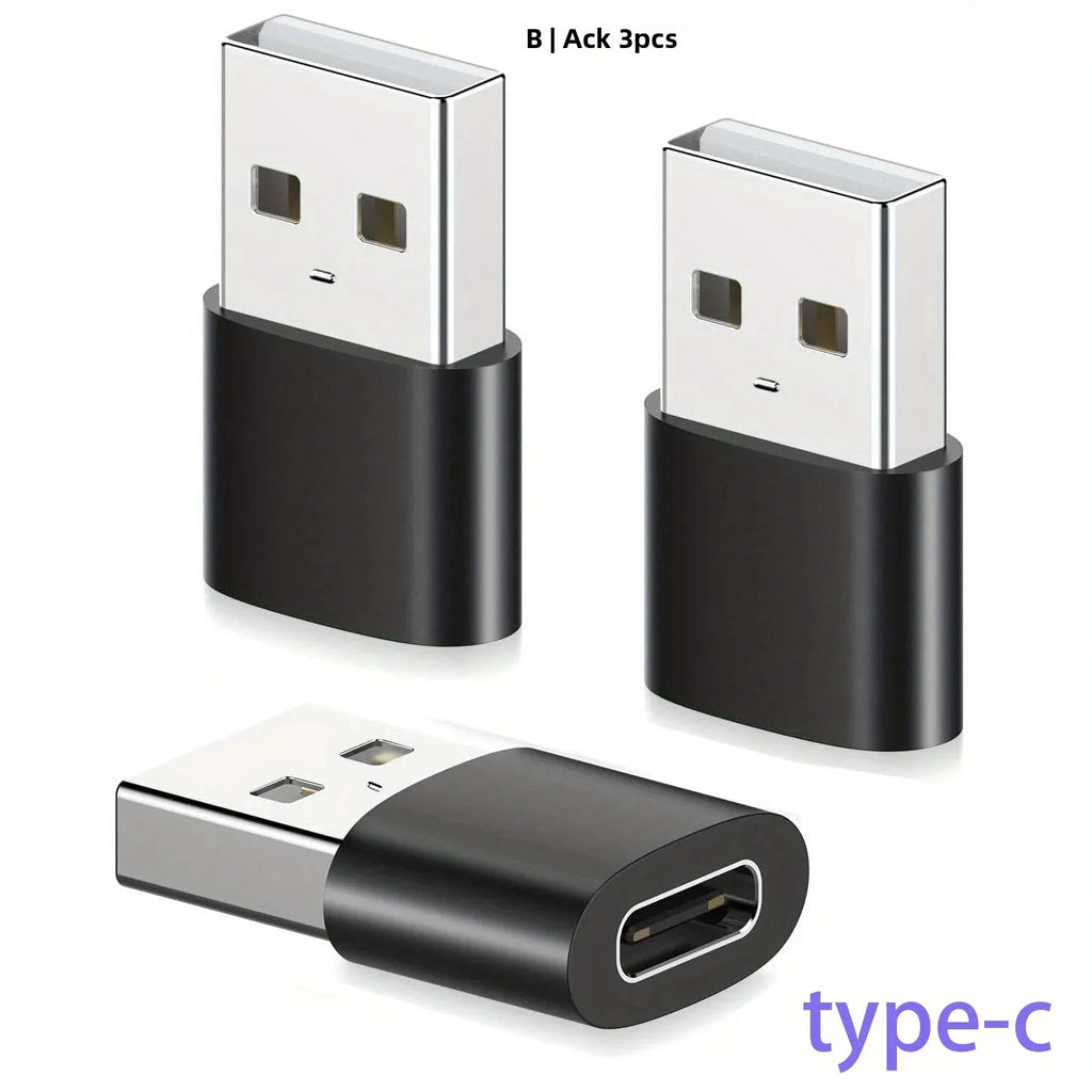 3-Pack USB to USB C Adapter, USB C Female to USB Male Super Fast Charging