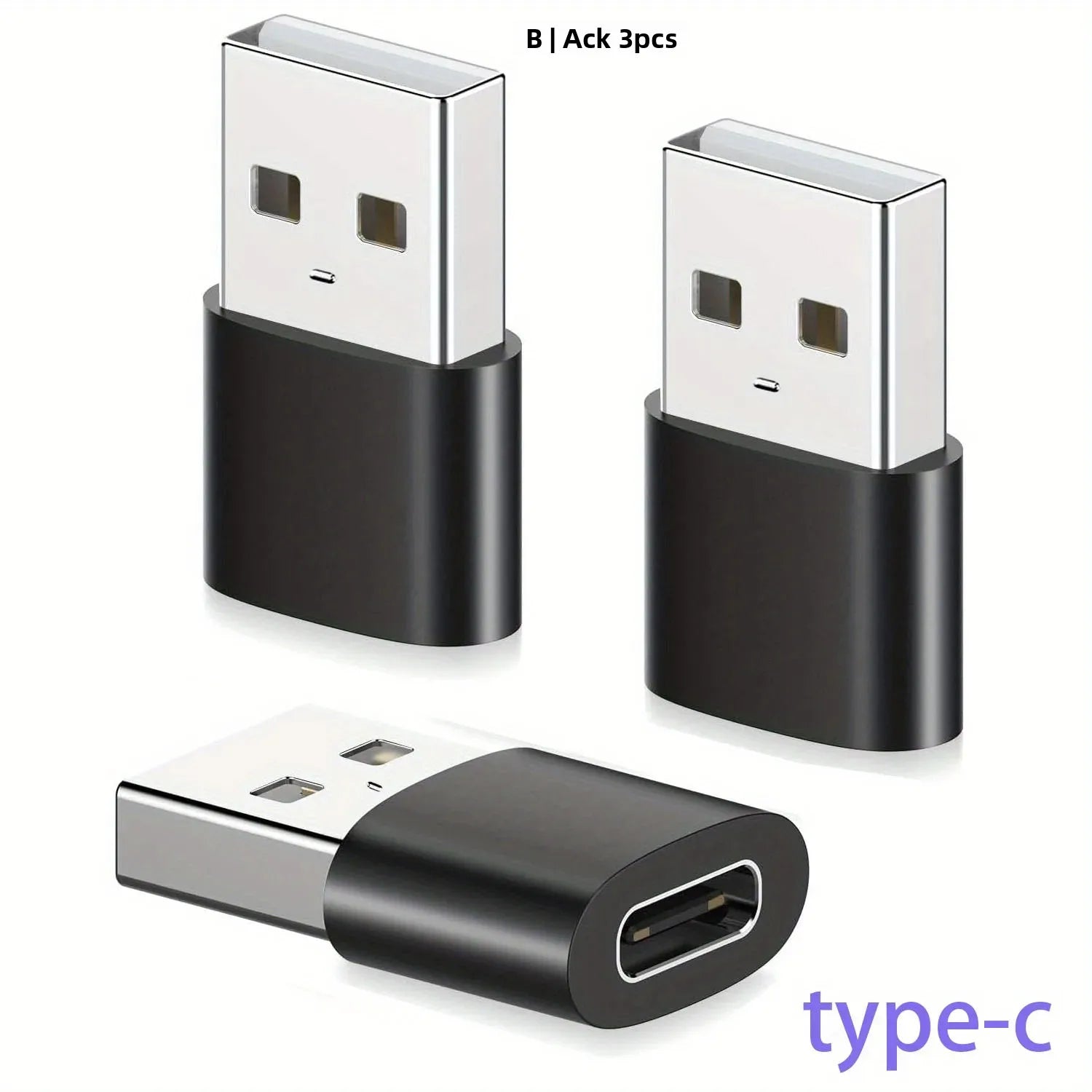 3-Pack USB to USB C Adapter, USB C Female to USB Male Super Fast Charging