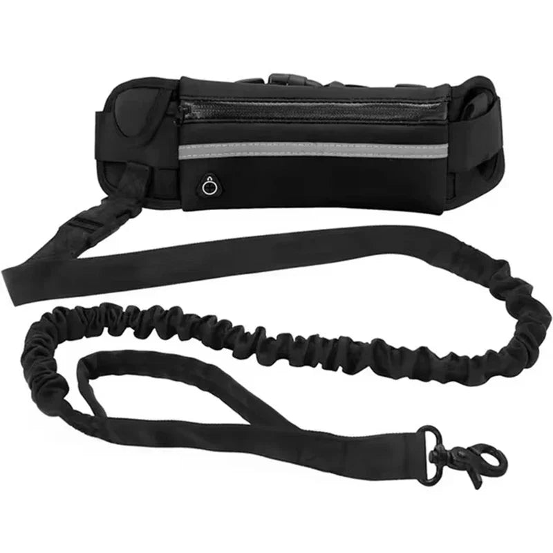 Hands Free Dog Leash for Running Walking Reflective Leash with Waist Elastic Belt Bag Retractable