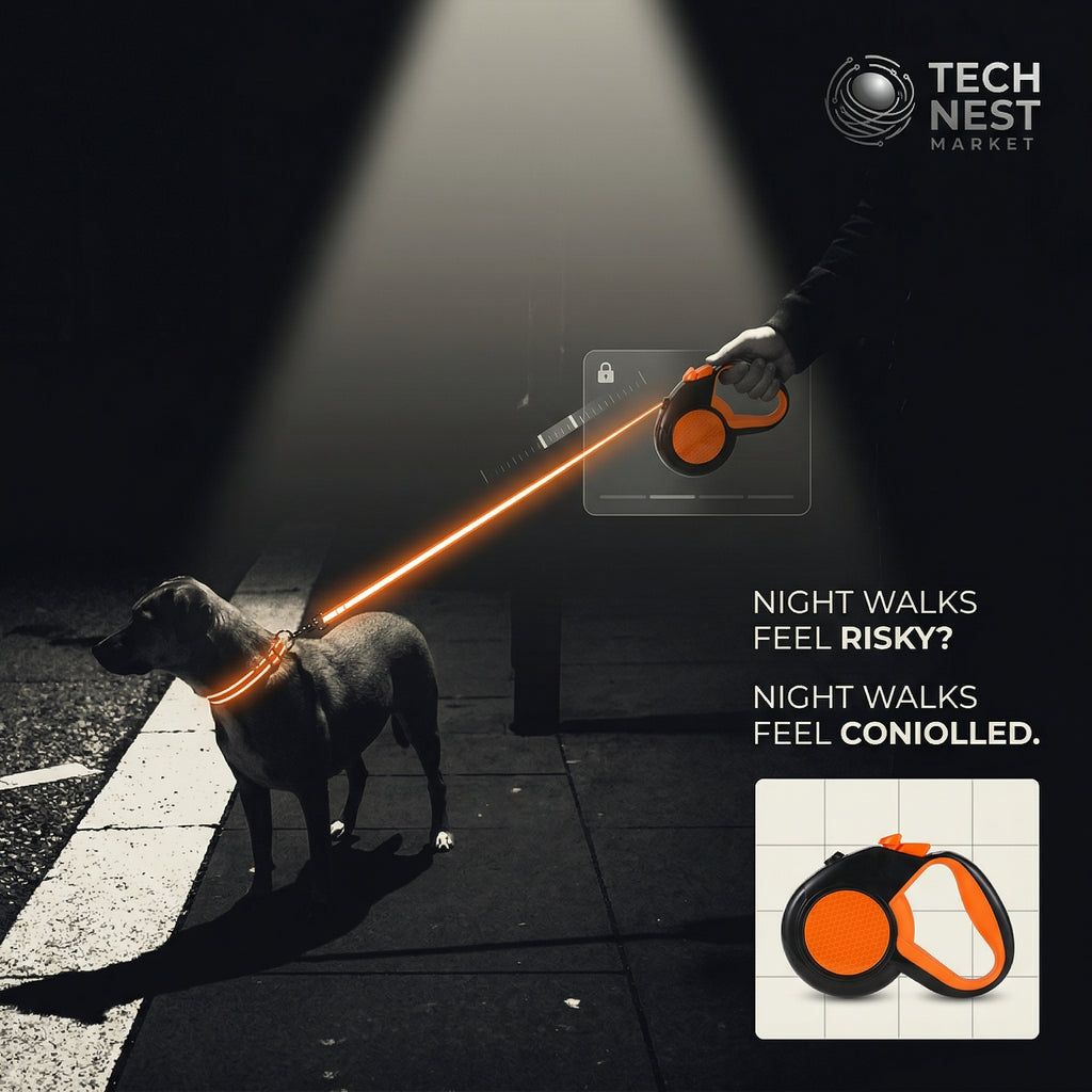 8M Retractable Heavy Duty Dog Leash, with Strong Reflective Tape,  Non-Slip Handle for Small Medium Large Dogs
