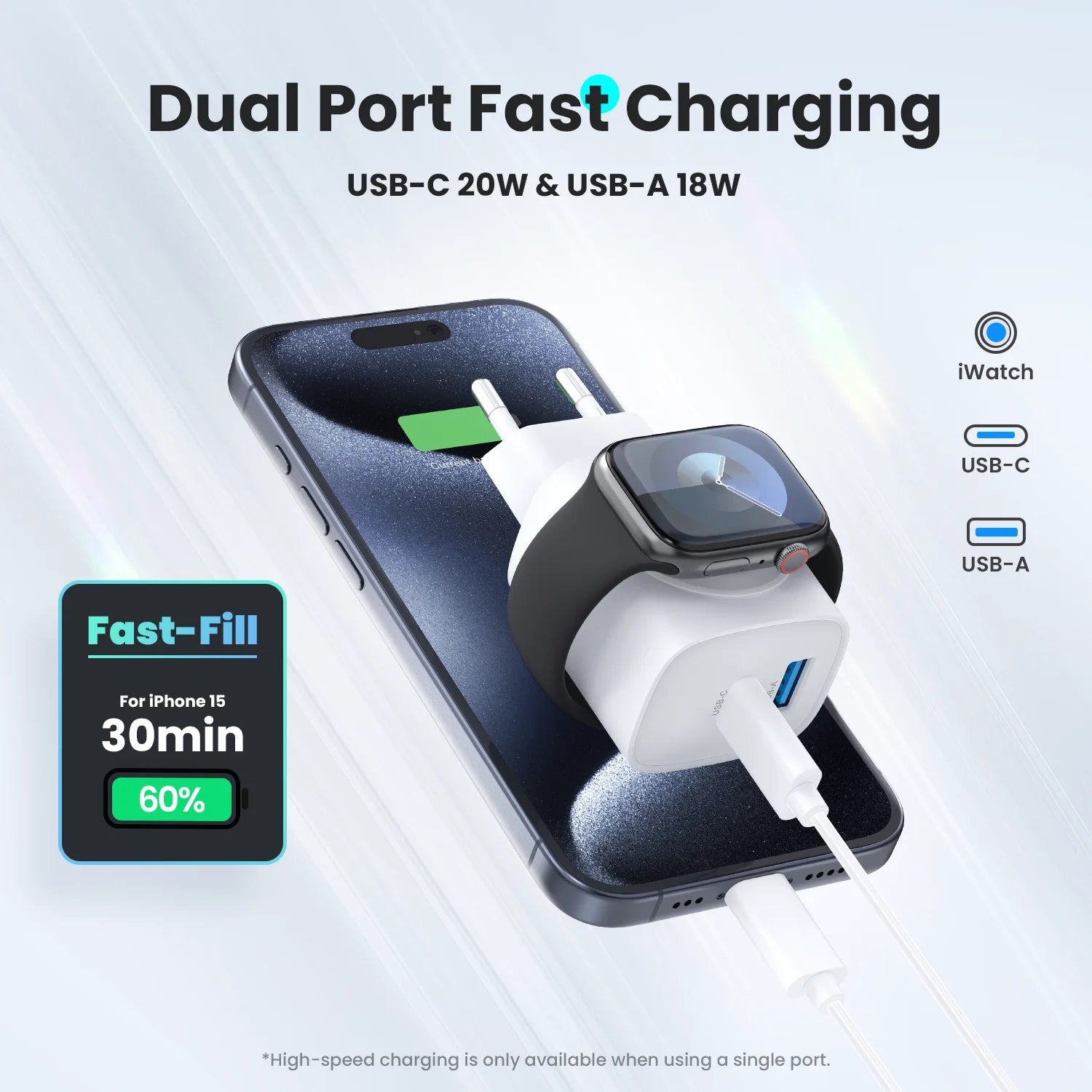 Fast Charging Block, 3 in 1 for Apple Watch, Iphone, Samsung