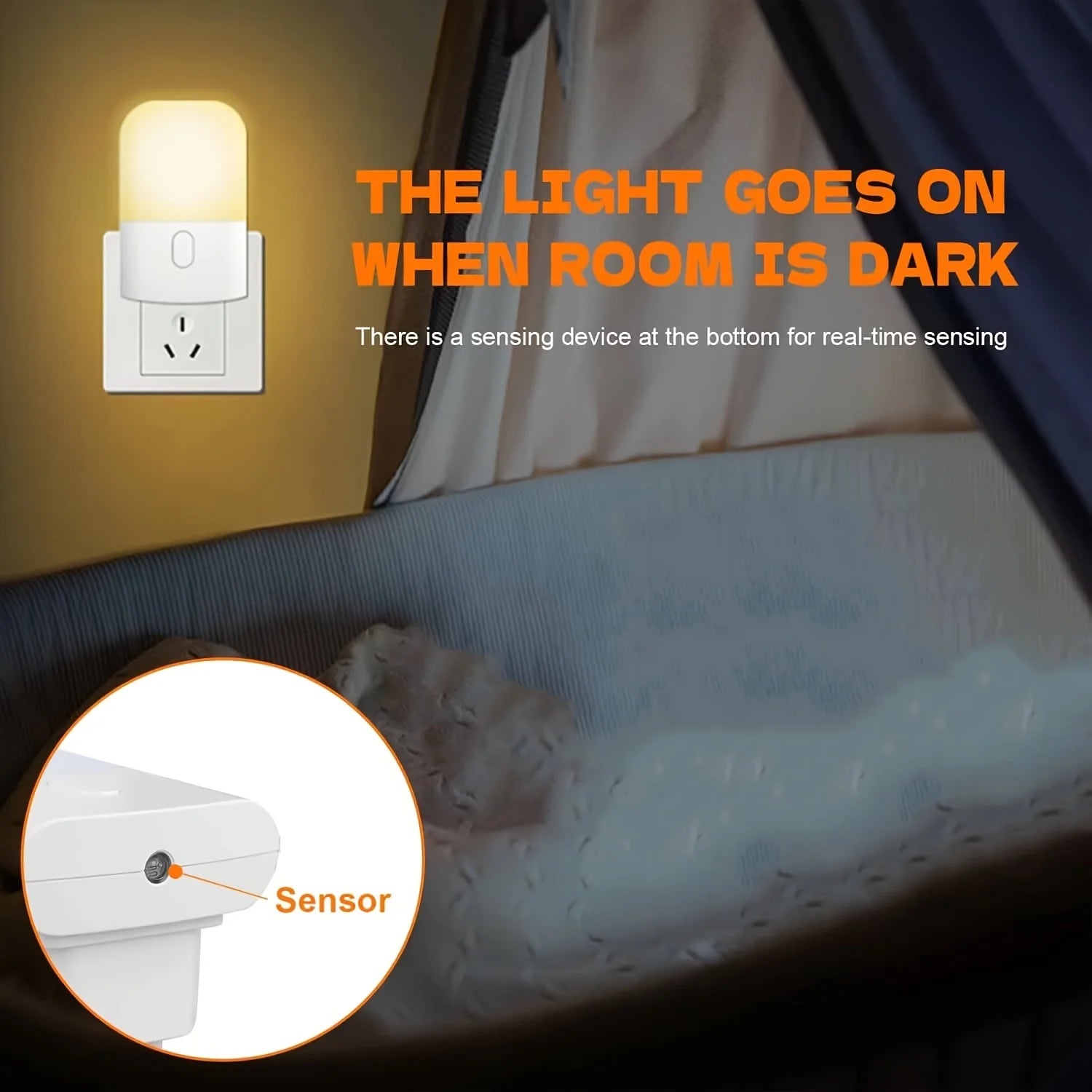Smart LED Night Light, Plug-In Wall Sconce.