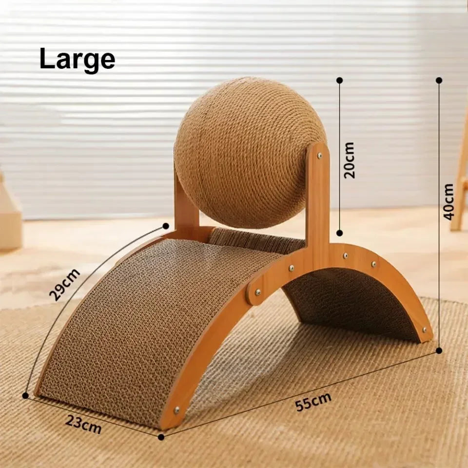 2 In 1 Cat Scratching Ball Wooden Cat Scratcher Sisal Board