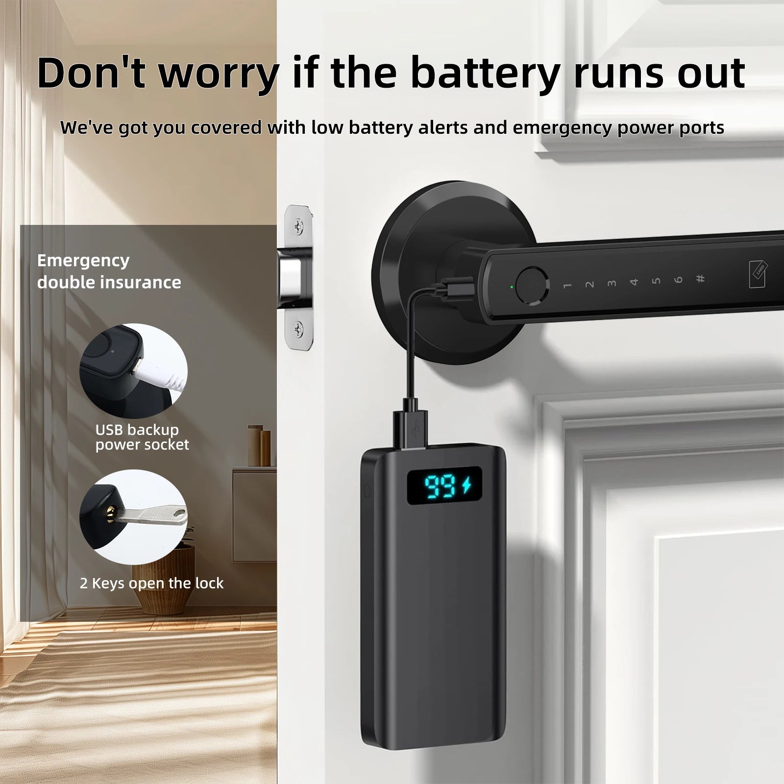 Smart Door Lock with Fingerprint, Passcode and Electronic Touchscreen Keypad