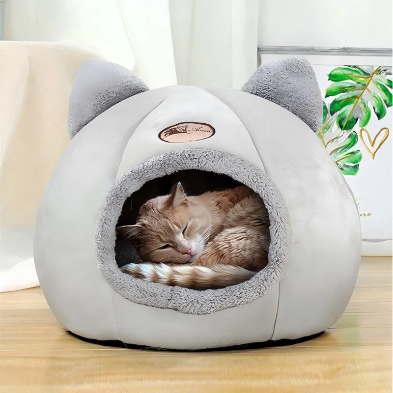 Cat bed with cat ears for small medium large cats- Keep warm in winter - Comfortable and soft Machine washable