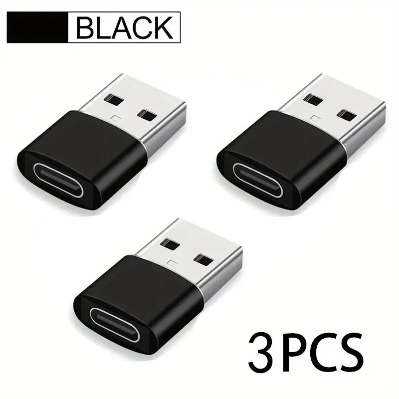 3-Pack USB to USB C Adapter, USB C Female to USB Male Super Fast Charging