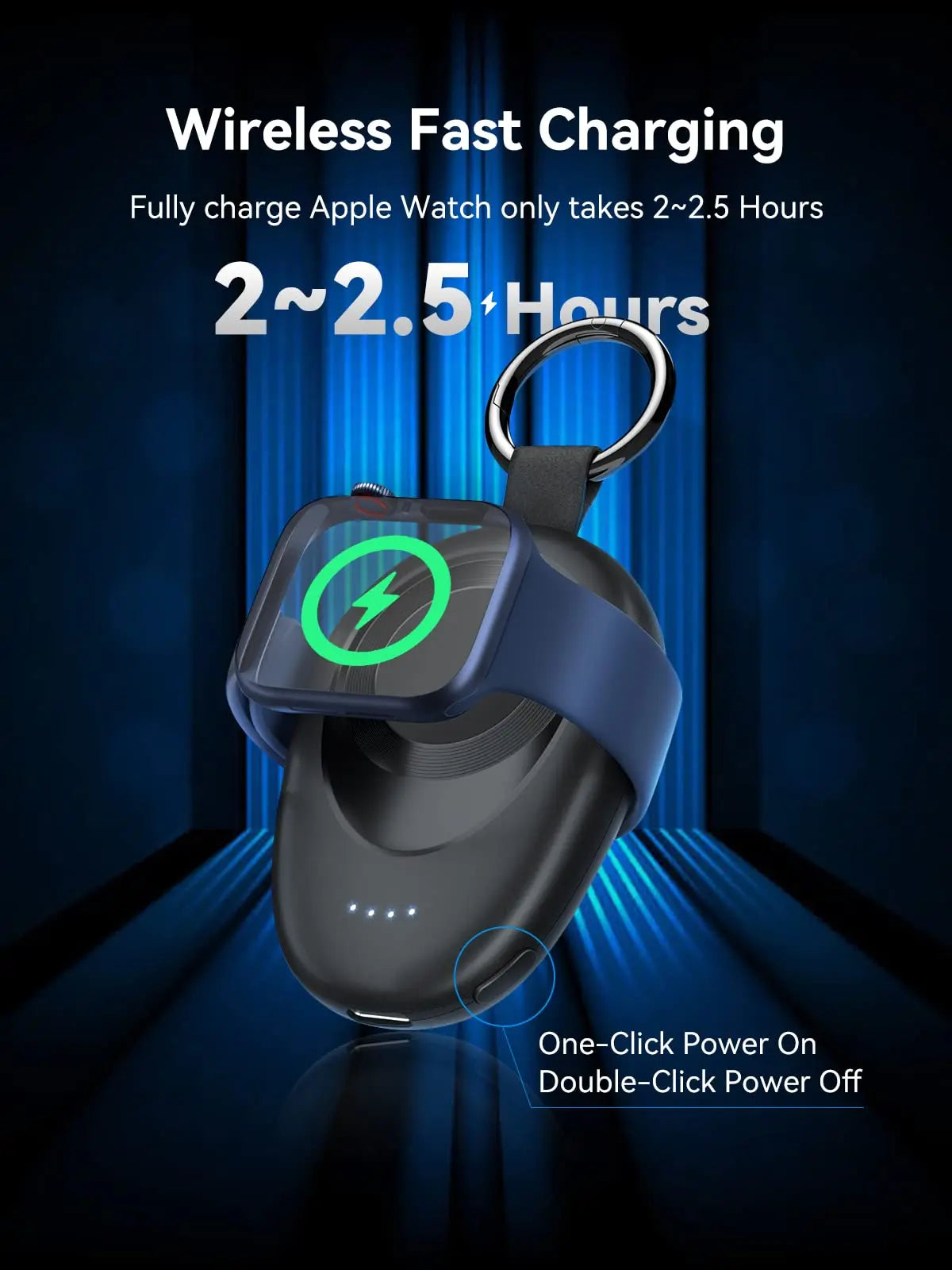 Portable Power Bank Charger for Apple Watch Keychain.