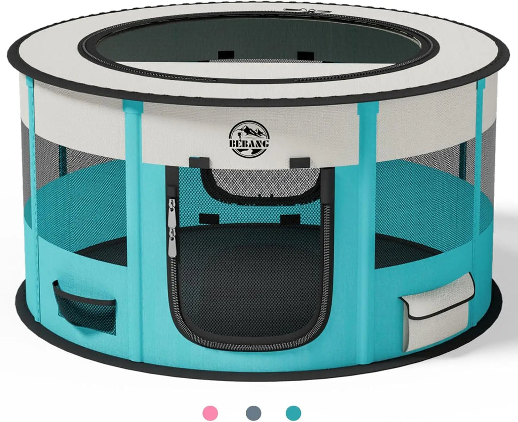 Large Foldable Pet Playpen  Indoor Outdoor Exercise Pen with Carrying Case