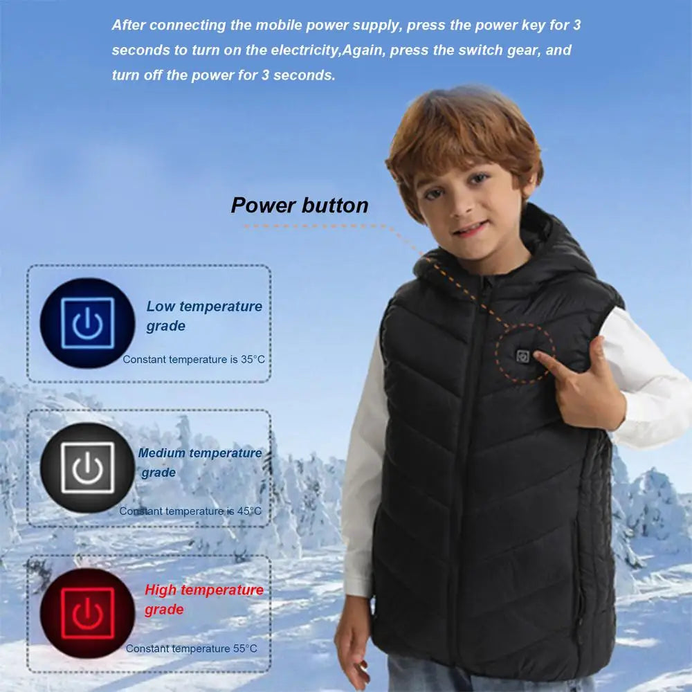 Heated Vest for Kids, 10 warming zones