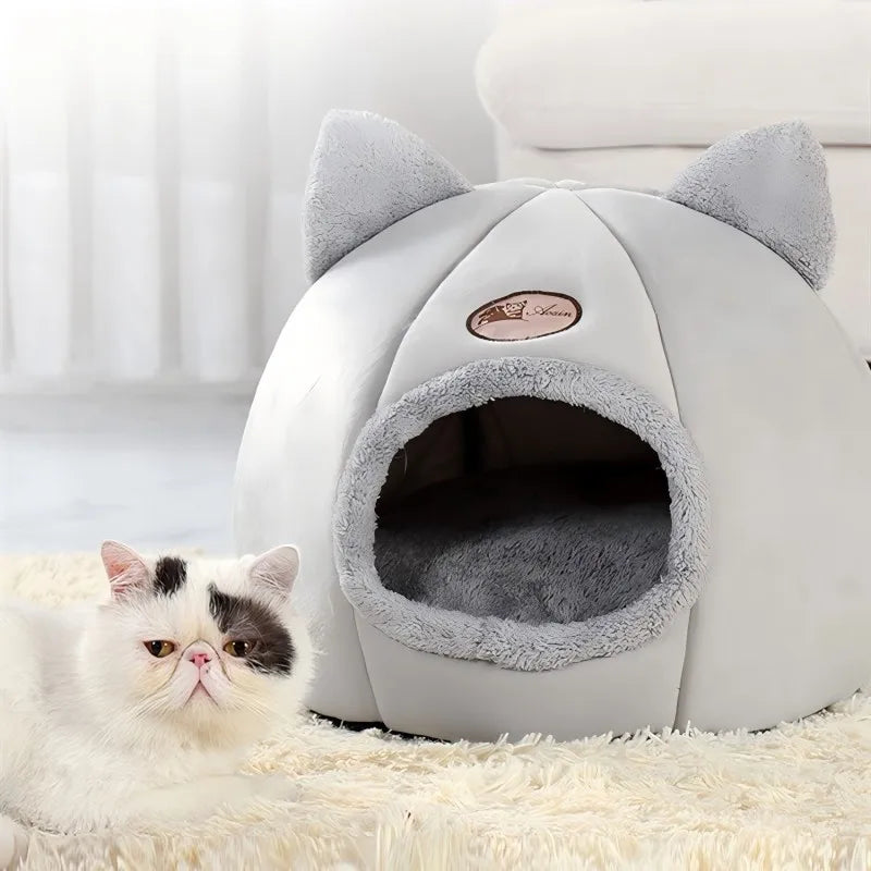 Cat bed with cat ears for small medium large cats- Keep warm in winter - Comfortable and soft Machine washable