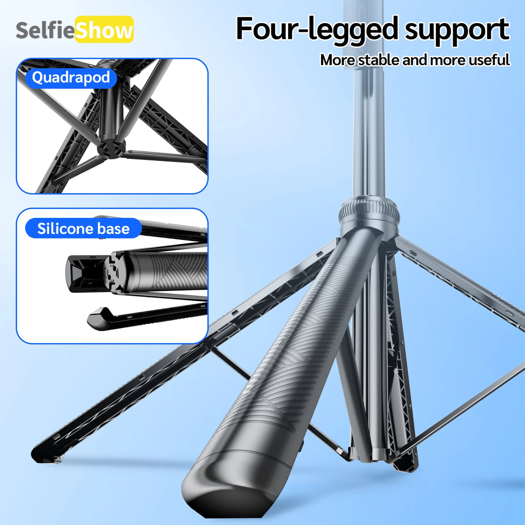 Tripod 360°Auto-Rotation AI Tracking Remote Control Bluetooth Shooting Quadrapod Selfie Stick Stabilizer Optional Fill Light