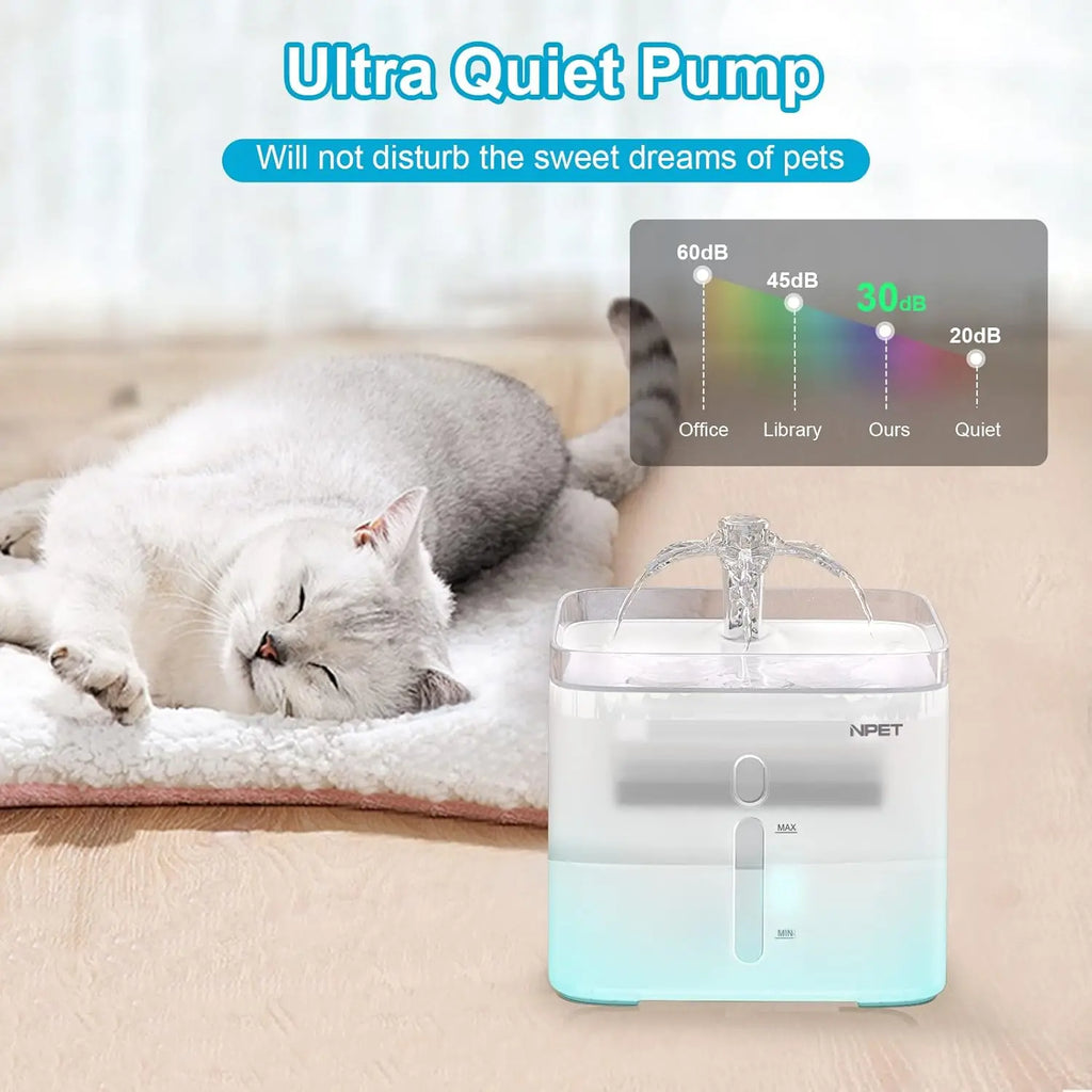 Cat Water Fountain, 3L Automatic Pet Drinking Fountain  with Quadruple-Action Filter