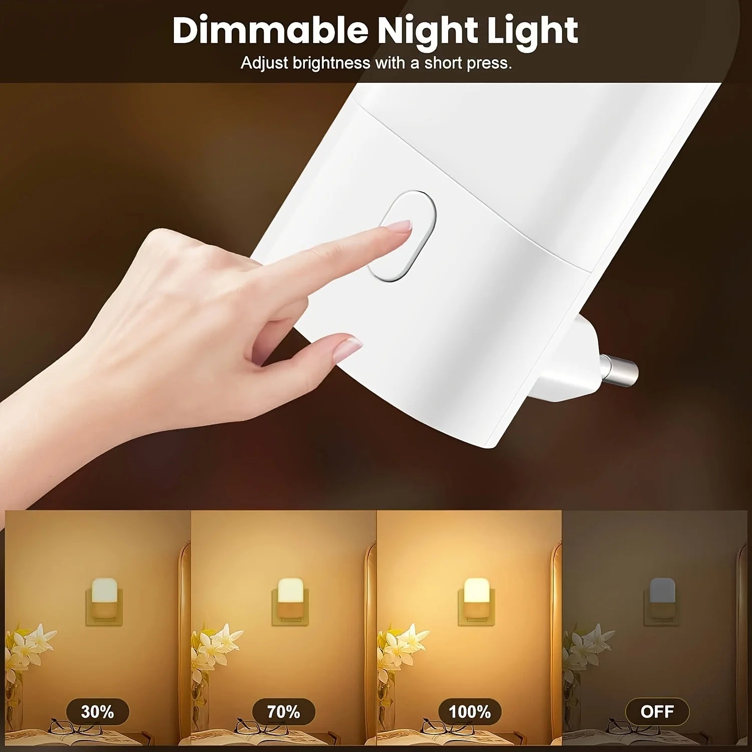Smart LED Night Light, Plug-In Wall Sconce.