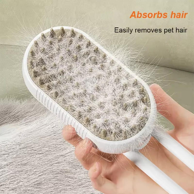 Pet Spray Steam Brush, Folding Rotatable,  Hair Removal Brush Comb