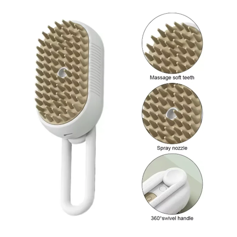 Pet Spray Steam Brush, Folding Rotatable,  Hair Removal Brush Comb
