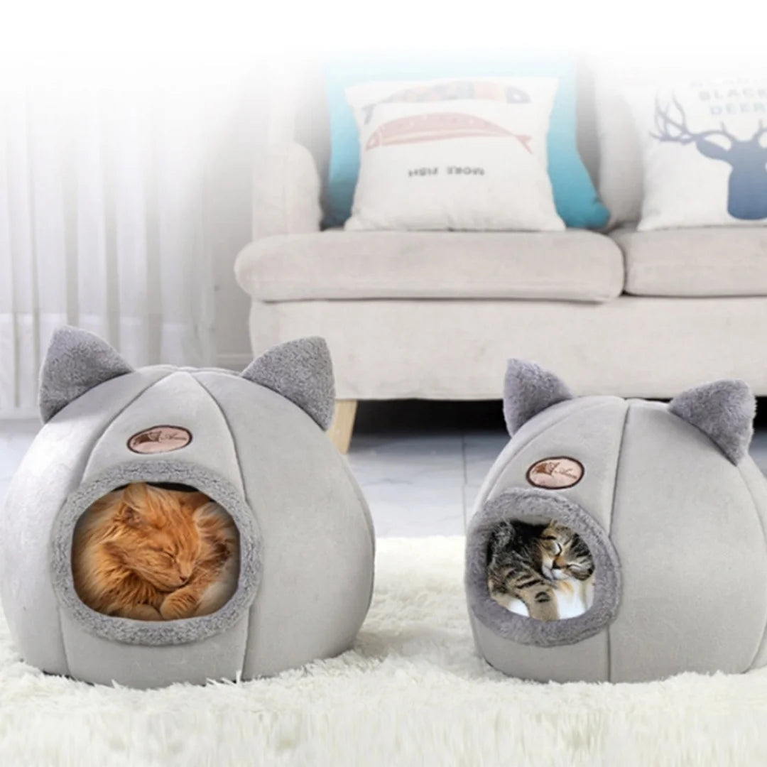 Cat bed with cat ears for small medium large cats- Keep warm in winter - Comfortable and soft Machine washable
