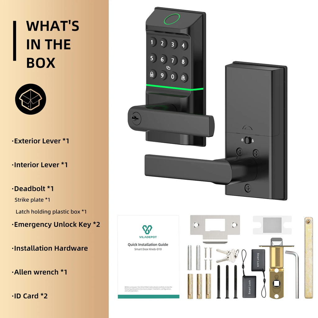 Smart Door Lock with Fingerprint,  App Control, Passcode Unlock, Touchscreen Keypad with handle
