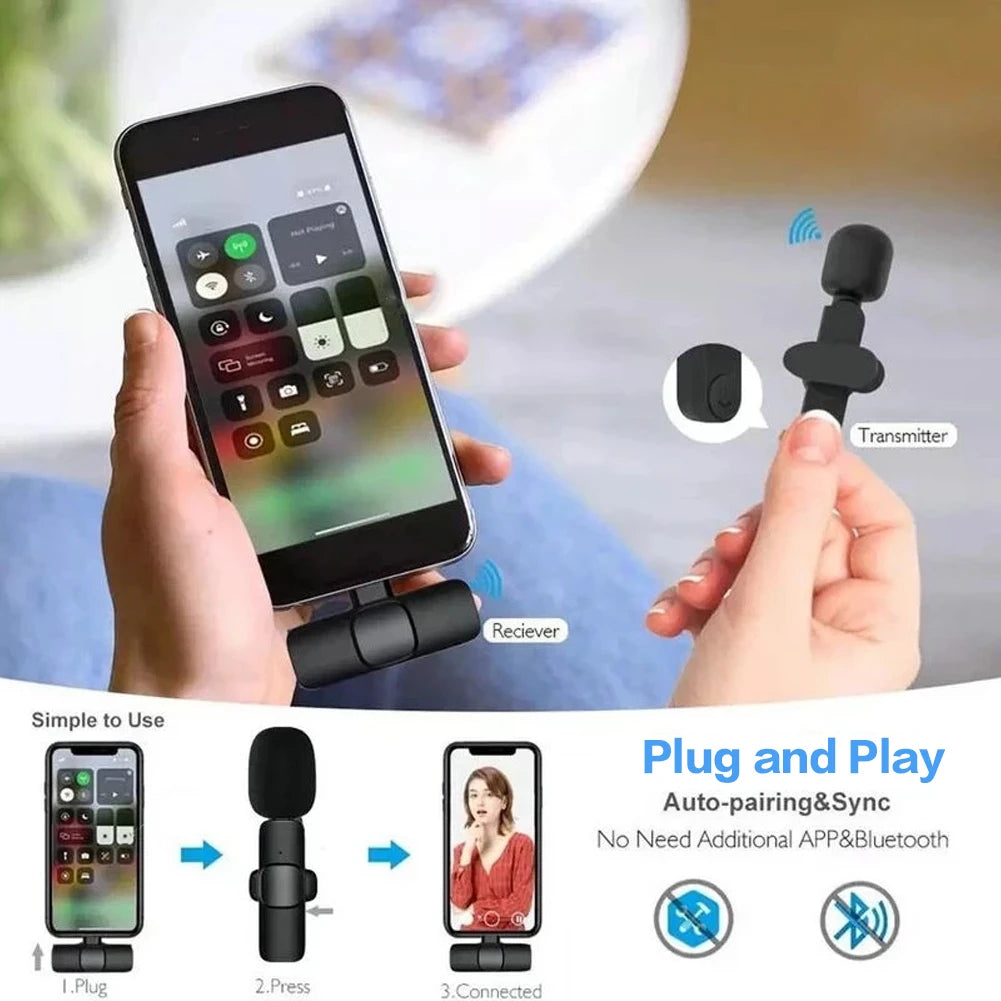 Wireless Microphone Audio Recording for iPhone Android Live
