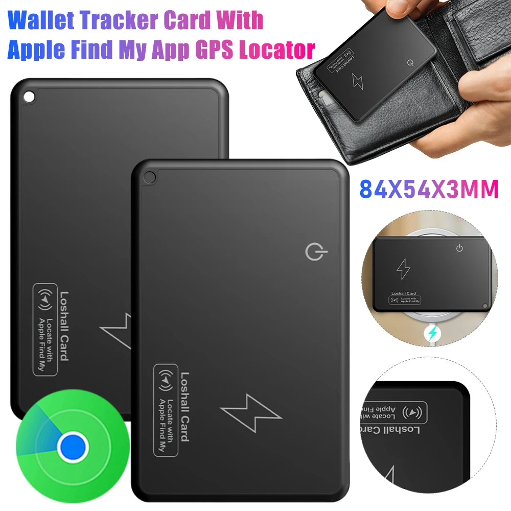Wallet Smart Tracker Card, works with Apple Find My App.