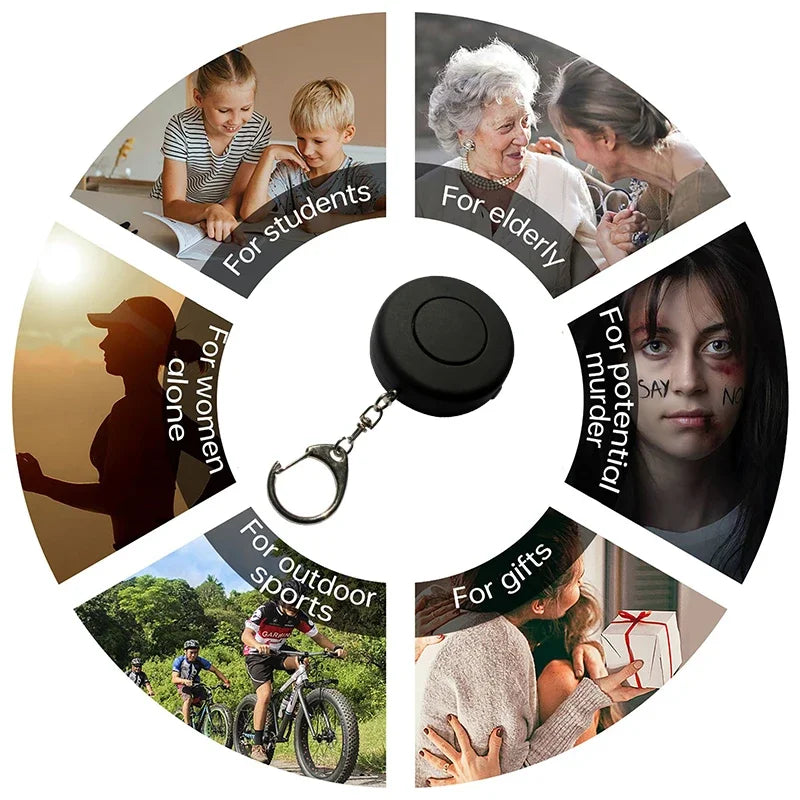 Portable Self-Defense Alert Siren Keychain With LED light.