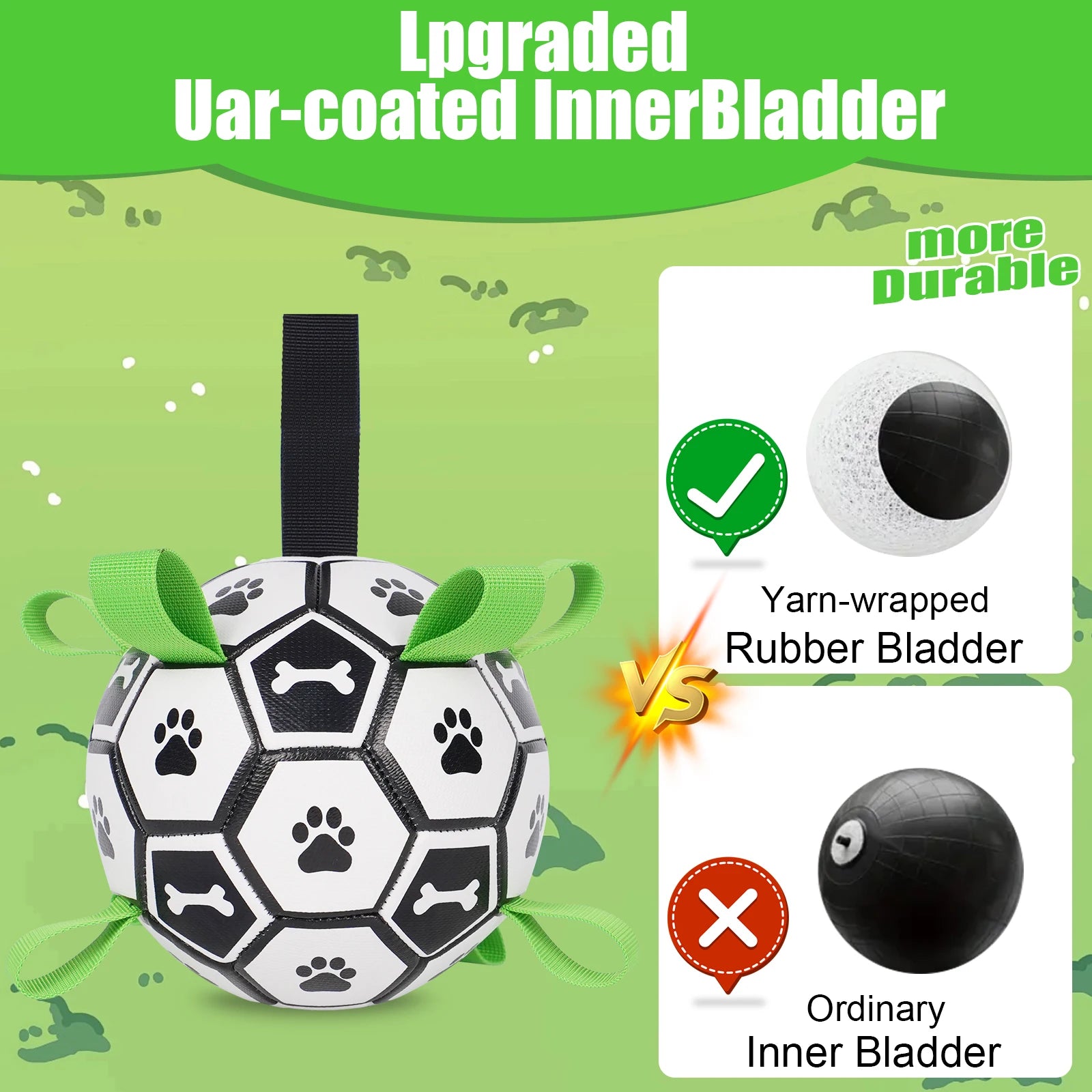Dog Toy Soccer Ball with Straps